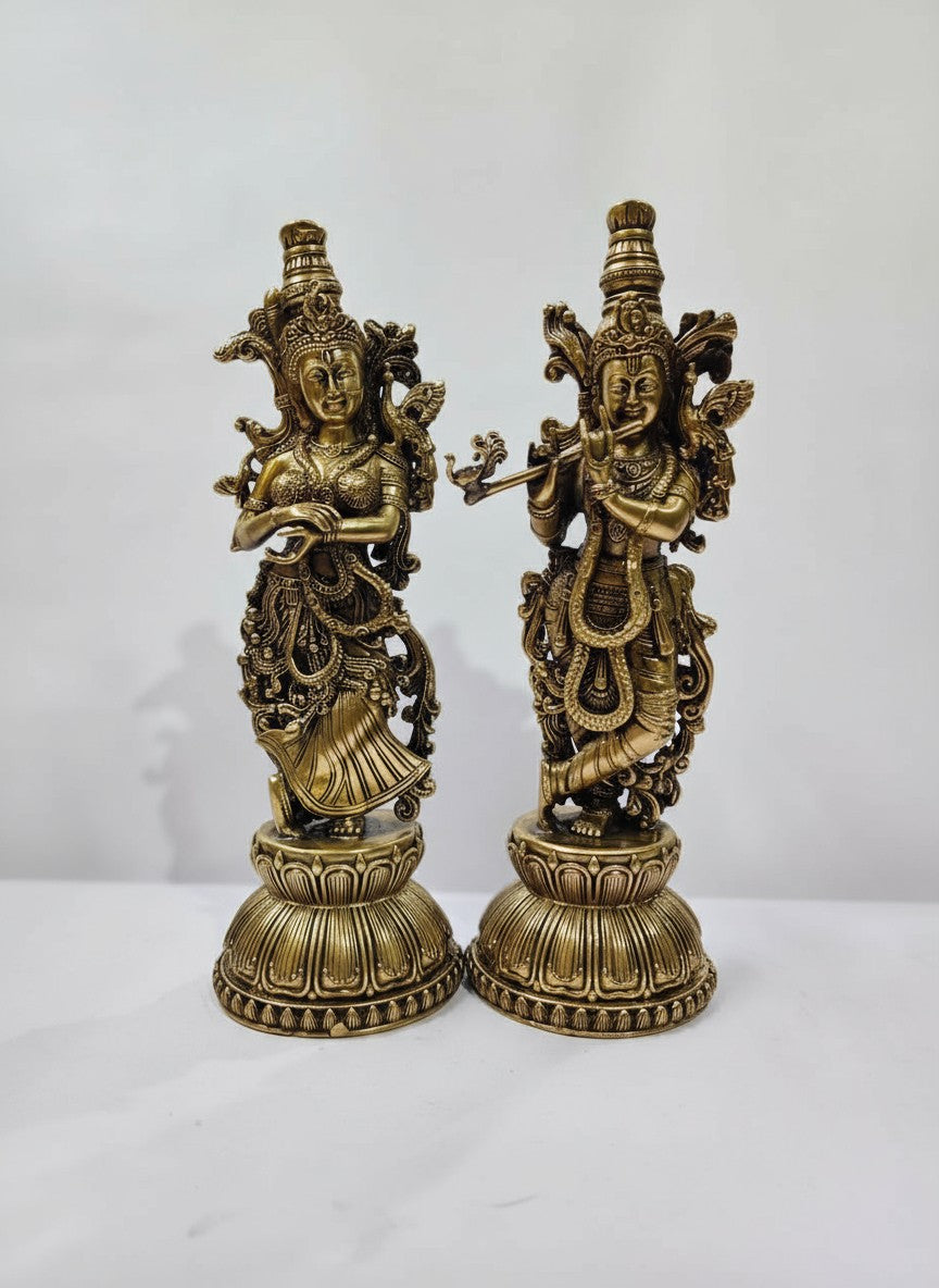 brass radha krishan statue for home temple/ gift item, 8.75"